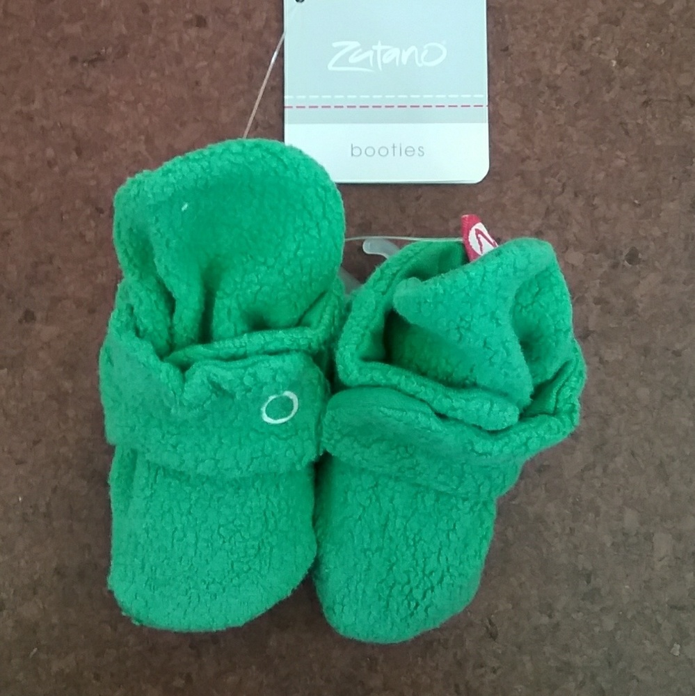 Zutano Apple green 3M baby booties